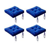 Set di 4 cuscini antiscivolo per sedie da pranzo in velluto con laccetti, lavabili, extra spessi, elastici, in cotone perlato, anti deformazione, morbidi e confortevoli, blu navy, per sedie da cucina