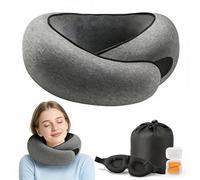 Set di 4 cuscini da viaggio in memory foam per il collo, supporto completo a 360°, maschera per gli occhi 3D, tappi per le orecchie, borsa portaoggetti, traspirante, per volo, auto, sonnellini in