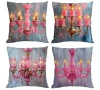 Set di 4 Cuscini Divano 50x50 cm Rosa Federe Cuscini Divano Europa settentrionale Decorativo Copricuscini,Copricuscini in Linoi Impermeabili Cushion Covers con Zip Invisibile Casa Decorazioni M858