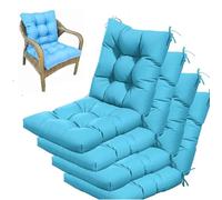 Set di 4 cuscini impermeabili per sedia da esterno, spessi 10 cm, con schienale basso, per patio, giardino, soggiorno e ufficio, morbidi cuscini blu cielo