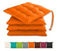 Set di 4 cuscini per seduta da 40x40x3cm con cinghie di fissaggio, adatti per uso interno ed esterno, cuscini per sedia spessi e di colore unito, cuscini per sedia da pranzo tatami, cuscini per uffici