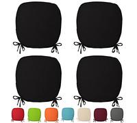 Set di 4 cuscini rimovibili per sedie da giardino, con lacci, Tessuto, Black, Size: 38 x 38 cm