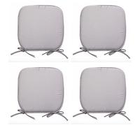 Set di 4 cuscini rimovibili per sedie da giardino, con lacci, Tessuto, Grey, Size: 38 x 38 cm