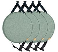 Set di 4 cuscini rotondi per sedia con laccetti, verde scuro, per sala da pranzo, cucina e ufficio, sgabelli alti, cuscini da 35 cm, per un maggiore comfort