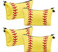 Set di 4 custodie per trucco sportivo, da viaggio, portatile, per donne, giocatori di squadra, colore giallo, 20,6 x 12,7 x 4,5 cm (confezione da 4)
