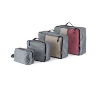 Set di 4 Custodie Viaggio per organizzare gli indumenti e gli accessori in valigia, Dimensioni S/M/L/XL, Grigio