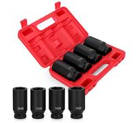 Set di 4 Dadi per Chiavi a Percussione, Set di Inserti per Chiavi a Bussola Ad Alto Impatto 1/2 Pollice Set di Dadi Esagonali 30-36 Mm, Attrezzo per Alberi di Trasmissione dei Dadi con Cassetta