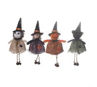 Set di 4 decorazioni da appendere di Halloween tra cui zucca, strega e gatto nero, perfette per decorazioni per feste interne ed esterne e display stagionali (gancio Dude)