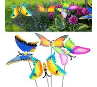 Set di 4 decorazioni da giardino a forma di farfalla, altezza 60 cm, multicolore