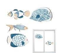 Set di 4 decorazioni da parete in legno a forma di pesce, con sculture costiere e nautiche. per aggiungere un'atmosfera vintage da spiaggia e lago al tuo spazio interno o esterno