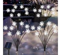 Set di 4 decorazioni natalizie solari a forma di fiocco di neve, 8 modalità, luci da giardino ondeggianti, luci solari da giardino, luci solari per esterni, base aggiornata su luci solari lucciole