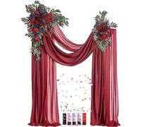 Set di 4 decorazioni per arco nuziale viola, 2 rose bianche e 2 tende ad arco e 5 cannoni per coriandoli, arco per fiori per matrimoni