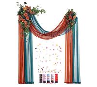 Set di 4 decorazioni per arco nuziale viola, 2 rose bianche e 2 tende ad arco e 5 cannoni per coriandoli, arco per fiori per matrimoni