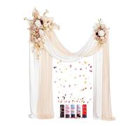 Set di 4 decorazioni per arco nuziale viola, 2 rose bianche e 2 tende ad arco e 5 cannoni per coriandoli, arco per fiori per matrimoni