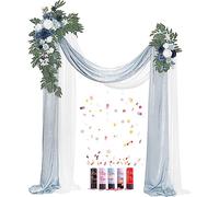 Set di 4 decorazioni per arco nuziale viola, 2 rose bianche e 2 tende ad arco e 5 cannoni per coriandoli, arco per fiori per matrimoni
