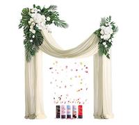 Set di 4 decorazioni per arco nuziale viola, 2 rose bianche e 2 tende ad arco e 5 cannoni per coriandoli, arco per fiori per matrimoni