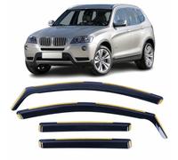 Set di 4 deflettori d'aria per BMW X3 F25 2011 2012 2013 2014 2015 2016 2017, visiere laterali per finestrini a incastro in acrilico, color fumé, parasole e antipioggia.