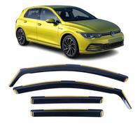 Set di 4 deflettori d'aria per finestrini laterali in canale per Volkswagen Golf 8 Plus, MK8 berlina 5 porte 2021 2022 2023 2024 2025 2026, parasole e antipioggia in vetro acrilico color fumé.