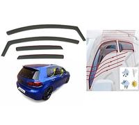 Set di 4 deflettori d'aria tipo IN-CHANNEL compatibili con VOLKSWAGEN MK6 GOLF 6 HATCHBACK 5 porte R GTI GT 2008 2009 2011 2012 2013 Vetro acrilico Visiere Laterali Deflettori