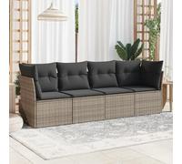 Set di 4 divani da giardino in polyrattan grigio, resistente ai raggi UV, 234 x 62 x 69 cm, per terrazze, balconi, esterni, comoda seduta all'aperto