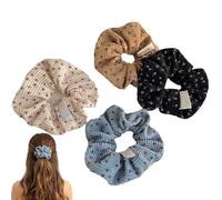 Set di 4 elastici per capelli in morbido tessuto floreale, per donne e ragazze, comodi lacci multicolore con presa sicura, graziosi accessori fatti a mano (piccoli fiori)