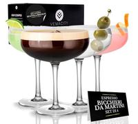 Set di 4 Eleganti Bicchieri Cocktail Coupe Fatti a Mano in Cristallo | Bicchieri da Bar di Qualità | Set Bicchiere Champagne d'Epoca | Bonus eBook Ricette | Ideali per Martini Espresso