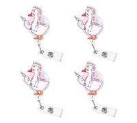 Set di 4 eleganti bobine per badge a forma di animale, con clip girevoli e dettagli scintillanti, porta carte d'identità, cordino in acrilico, One Size, come descritto