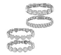 Set di 4 eleganti catene a maglia scintillanti perline moda lega texture regalo per donna