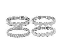 Set di 4 eleganti catene a maglia scintillanti perline moda lega texture regalo per donna lega lega, Misura unica, come descritto, come descritto