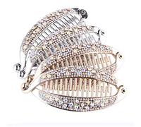 Set di 4 eleganti fermagli per capelli a forma di pesce, con strass e cristalli, per donne