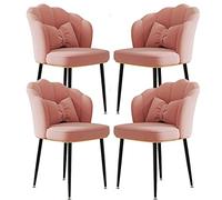 Set di 4 eleganti sedie imbottite in velluto con gambe in acciaio al carbonio, perfette per casa, ufficio, trucco, vanità, design elegante con piedini neri