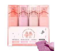 Set di 4 evidenziatori glitterati a base d'acqua, pastello e scintillanti, con punta a scalpello, inchiostro a prova di sbavature, per diari, appunti, fai da te e progetti scolastici