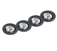 Set di 4 faretti da incasso a soffitto, rotondi, colore nero opaco, diametro 8,5 cm