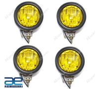 Set di 4 Faro Giallo con Lente e Lampadina Alogena per Jeeps Auto Bike Scooter