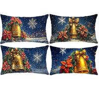 Set di 4 Federe Cuscini 30 x 50 cm Rettangolare Federe Cuscino campana di Natale Copricuscini Velluto Cuscino Divano Cuscini da Esterno, per Sofá, Balcone, Matrimonio, Patio, Autunno Decorazione q-770