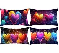 Set di 4 Federe Cuscini 30 x 50 cm Rettangolare Federe Cuscino Colore amore Copricuscini Lino Cuscino Divano Cuscini da Esterno, per Sofá, Balcone, Matrimonio, Patio, Autunno Decorazione q-57