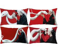 Set di 4 Federe Cuscini 30 x 50 cm Rettangolare Federe Cuscino donna serpente Copricuscini Velluto Cuscino Divano Cuscini da Esterno, per Sofá, Balcone, Matrimonio, Patio, Autunno Decorazione q-678