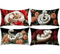 Set di 4 Federe Cuscini 30 x 50 cm Rettangolare Federe Cuscino il serpente rosa Copricuscini Velluto Cuscino Divano Cuscini da Esterno, per Sofá, Balcone, Matrimonio, Patio, Autunno Decorazione q-580