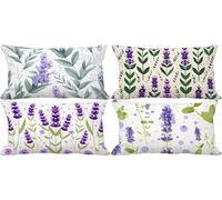 Set di 4 Federe Cuscini 30x50 Viola Cuscini da Esterno Impermeabili Lino Rettangolare Federa Cuscino Europa settentrionale Disegno a Fantasia Cushion Covers Decorativi Divano Esterno Giardino D13-3c