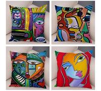 Set di 4 Federe Cuscini 40x40cm,Ragazza astratta colorata Copricuscini Divano Quadrate Decorativi Federe Per Cuscini con Cerniera Nascosta Copricuscino Per Giardino Fattoria Fodera Cuscini da Esterno