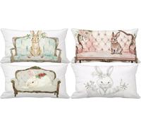 Set di 4 Federe Cuscini 50x70 Europa settentrionale Cuscini da Esterno Impermeabili Lino Rettangolare Federa Cuscino Animale Disegno a Fantasia Cushion Covers Decorativi Divano Esterno Giardino 631-5m