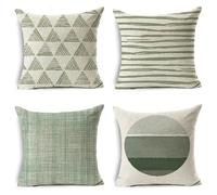 Set di 4 Federe Cuscini Divano 45x45 cm Cuscini per Divano Verde Salvia Copricuscini Arredo Case Divano in Lino Quadrati Decorativi Copri Cuscini per Divano Soggiorno Giardino Sedia Letto Fiore M 365