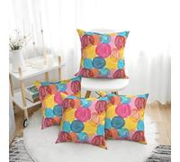 Set di 4 federe per cuscini, 40,6 x 40,6 cm, con palline di lana colorate, quadrate, decorative, per divano, letto, soggiorno, casa, morbide, per divano e camera da letto