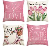 Set di 4 federe per cuscini, 45x45 cm, per l'estate e la primavera, per l'arredo del divano e del soggiorno