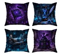 Set di 4 federe per cuscini a forma di drago, stile gotico mistico, a clessidra, fantasia viola, con cerniera nascosta, per soggiorno, camera da letto, loft, ufficio, auto, decorazione 40,6 x 40,6 cm