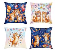 Set di 4 federe per cuscini a forma di gatto, con cerniera nascosta, motivo con palline che galleggiano ad aria, con cerniera nascosta, per casa, camera da letto, soggiorno, divano, decorazione, 50 x