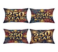 Set di 4 federe per cuscini a tema fuochi d'artificio con nastri dorati con cerniera nascosta, per soggiorno, letto, ufficio, divano, sedia, decorazione per soggiorno, letto, ufficio, 50 x 30 cm