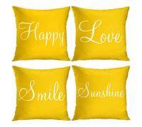 Set di 4 federe per cuscini Britimes gialle, decorazioni per la casa pelose, decorative, 18 x 18 pollici, cuscini per esterni, cuscini per divano