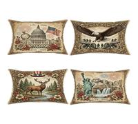 Set di 4 federe per cuscini con aquila, stile vintage patriottico Capitol Deer Indipendence Day, marrone, in morbido velluto, lavabile, per soggiorno, letto, ufficio, divano, sedia, 50 x 30 cm