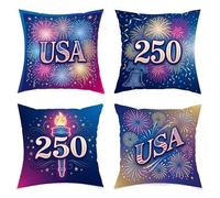 Set di 4 federe per cuscini con motivo fuochi d'artificio, con campanella e campanella, blu, in morbido velluto, lavabile, per casa, soggiorno, camera da letto, dormitorio, divano, 50 x 50 cm